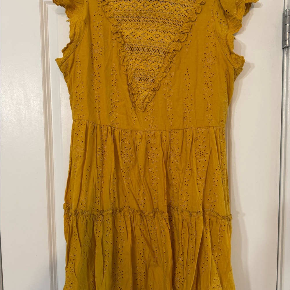 House of Harlow Yellow Eyelet Dress